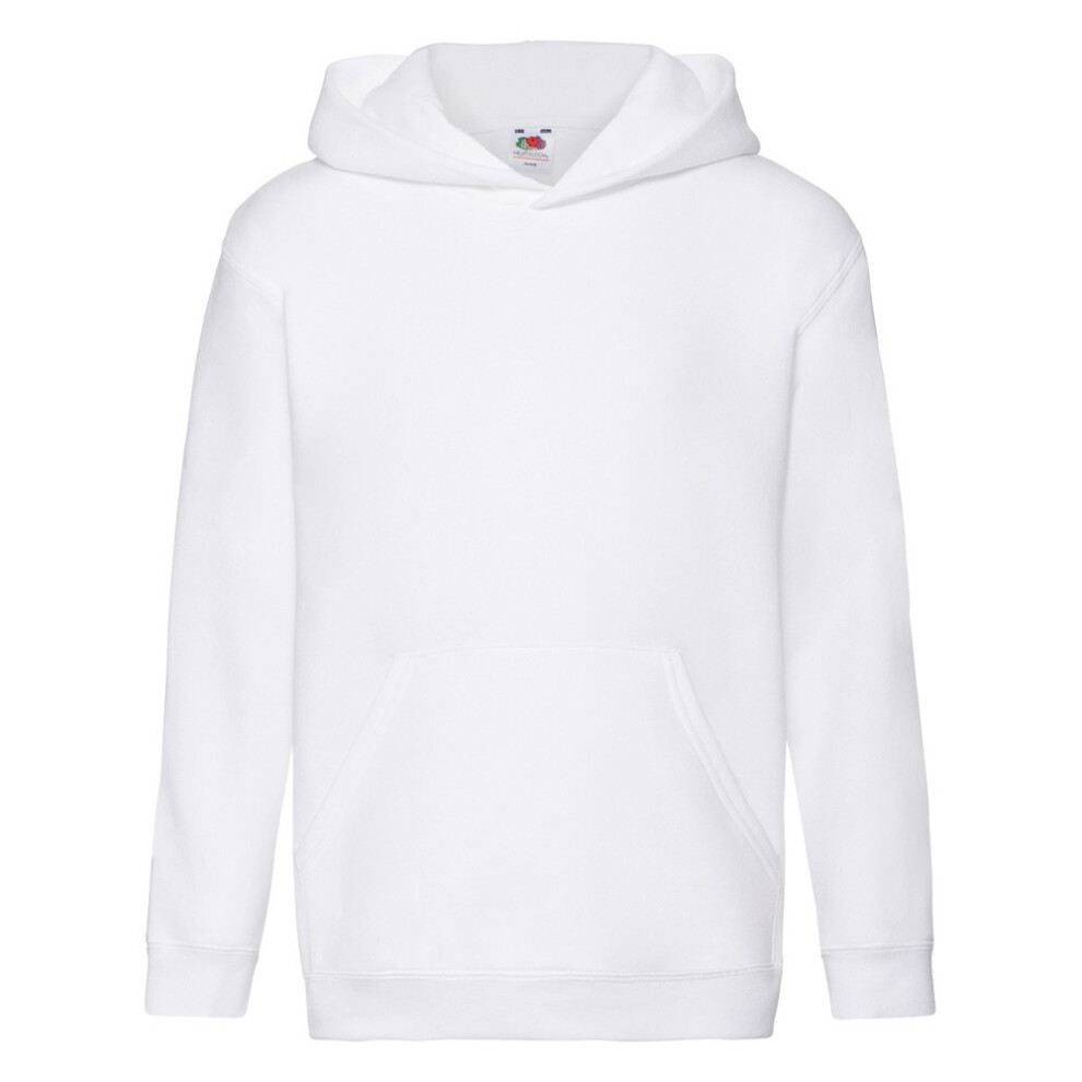 (14-15 Years, White) Fruit of the Loom Childrens/Kids Premium Hooded Sweatshirt