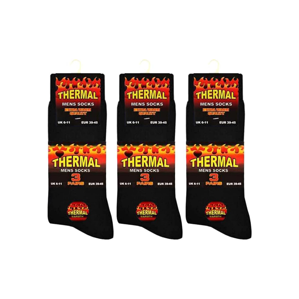 Thermal Socks Black 3 Pair- 6-11