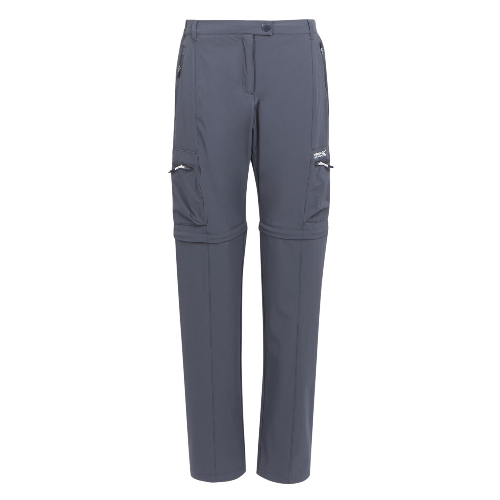 (18 UK R, Seal Grey) Regatta Womens/Ladies Travel Light Packaway Trousers