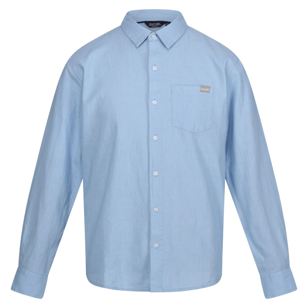 (XL, Powder Blue) Regatta Mens Babbinswood Linen Shirt