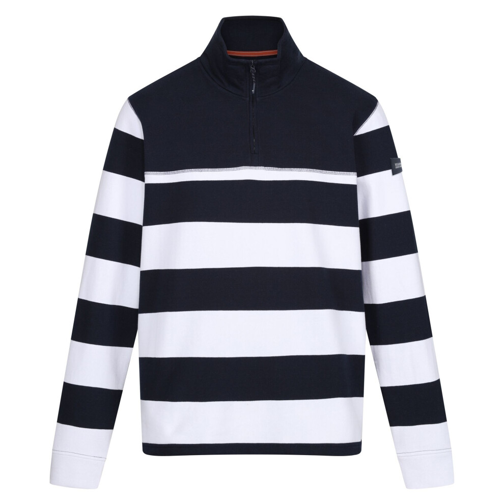 (XL, Navy/White) Regatta Mens Agilno Striped Half Zip Fleece Top