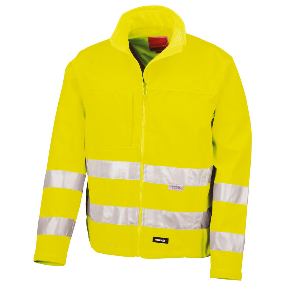 (XXL, Fluorescent Yellow) SAFE-GUARD by Result Unisex Adult Hi-Vis Soft Shell Jacket