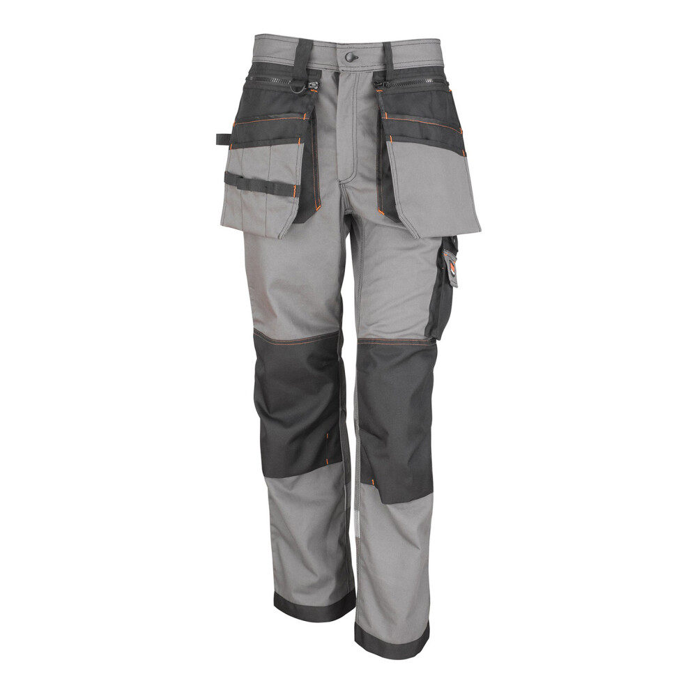 (S R, Grey/Black) WORK-GUARD by Result Unisex Adult X-Over Holster Pocket Trousers