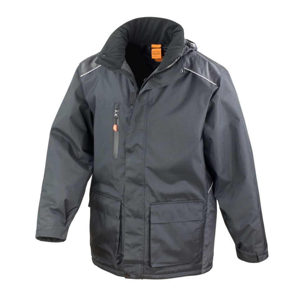 (4XL, Black) WORK-GUARD by Result Mens Vostex Long Length Coat