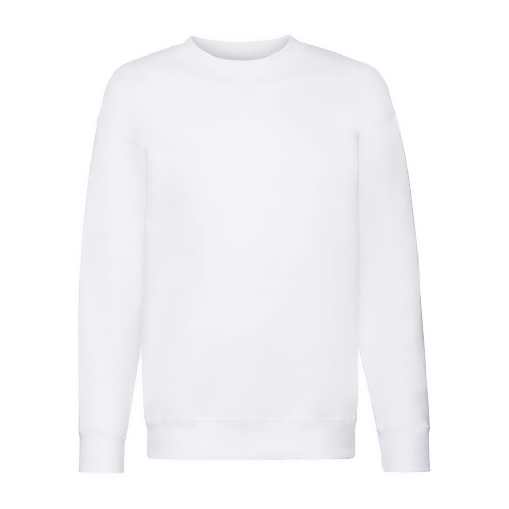 (14-15 Years, White) Fruit of the Loom Childrens/Kids Premium Drop Shoulder Sweatshirt