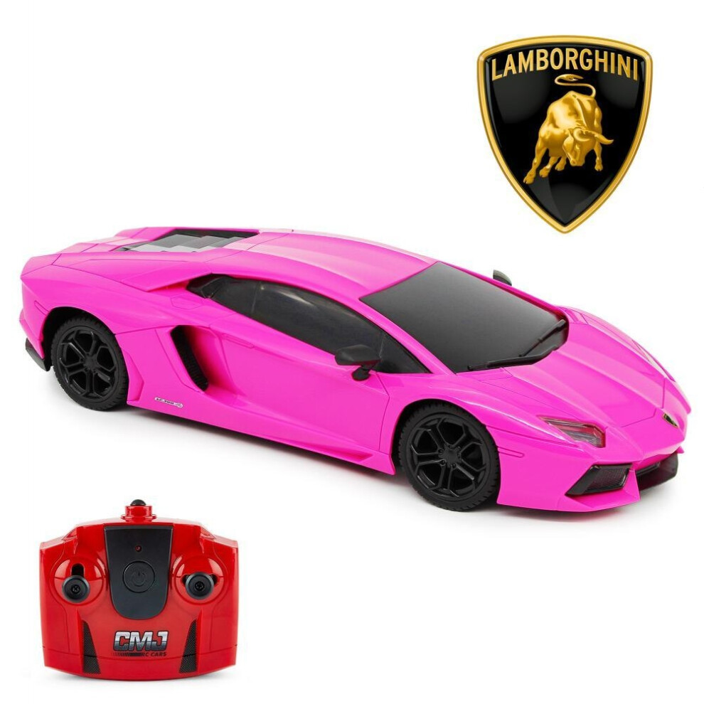 (20 x 9.5cm, Pink/Black) Lamborghini Aventador Radio Controlled Car