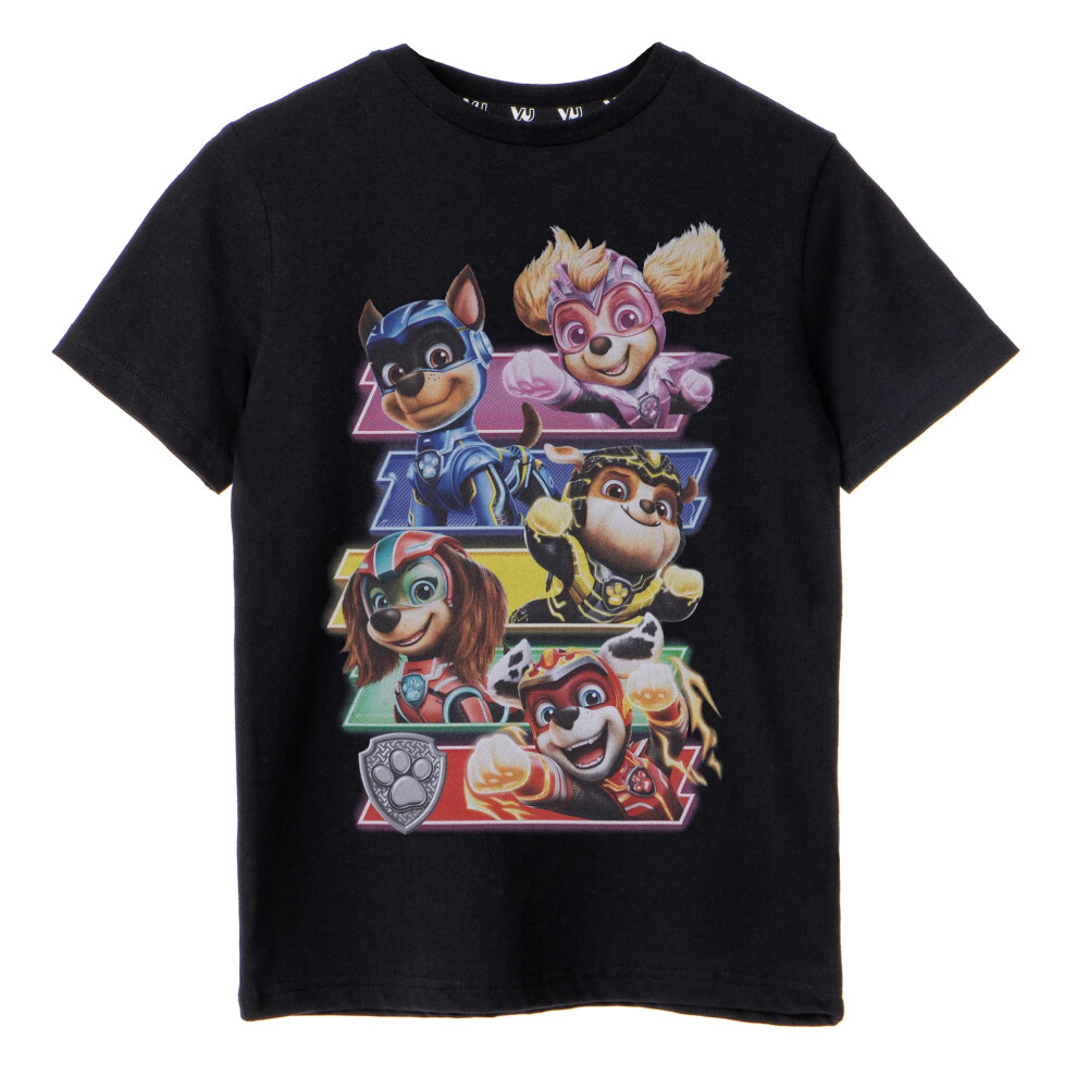 (7-8 Years, Black) Paw Patrol: The Mighty Movie Childrens/Kids Logo T-Shirt