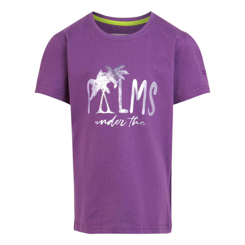 (11-12 Years, Sunset Purple) Regatta Childrens/Kids Bosley VII Palm Tree T-Shirt