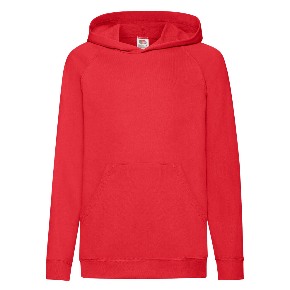 (12-13 Years, Red) Fruit of the Loom Unisex Adult Lightweight Hooded Sweatshirt