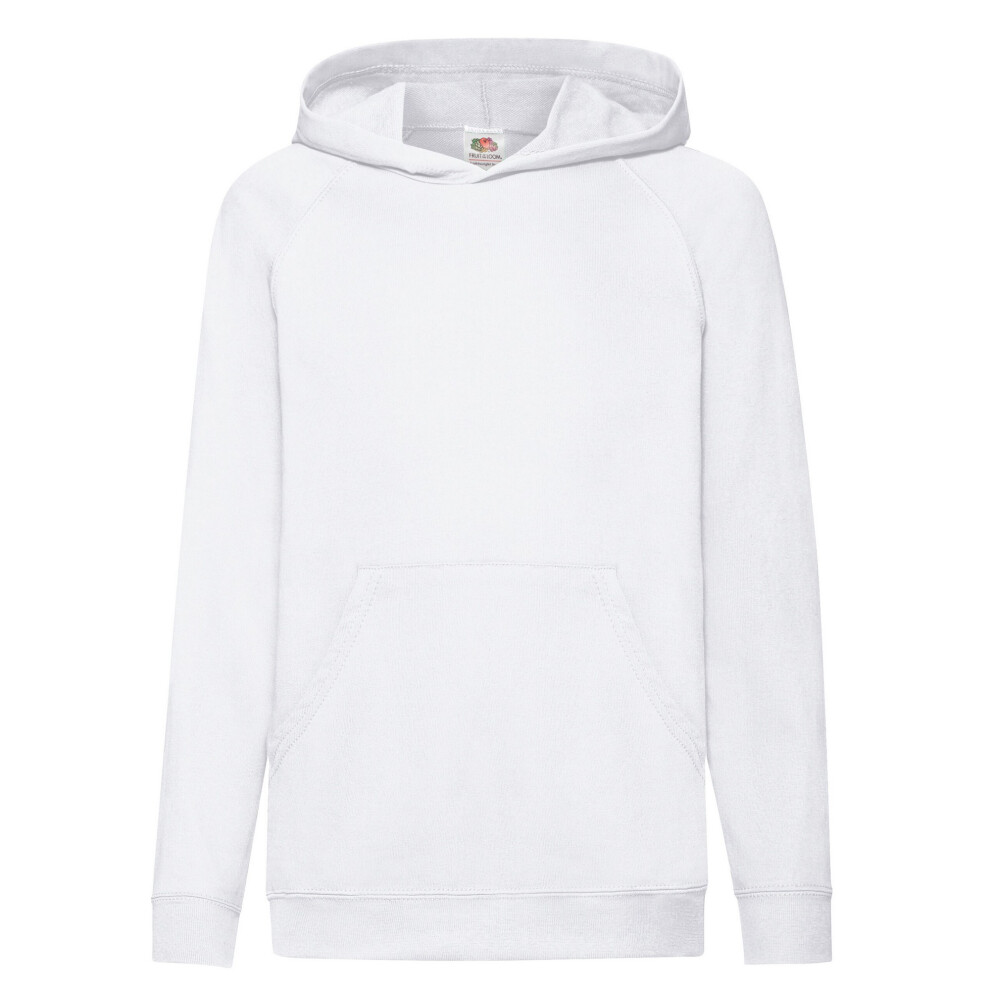 (14-15 Years, White) Fruit of the Loom Unisex Adult Lightweight Hooded Sweatshirt