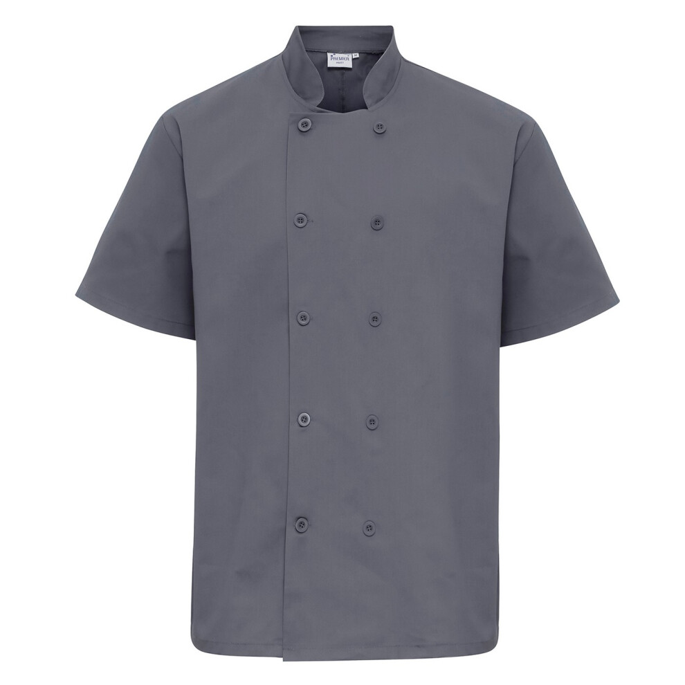 (XS, Steel) Premier Mens Short-Sleeved Chef Jacket