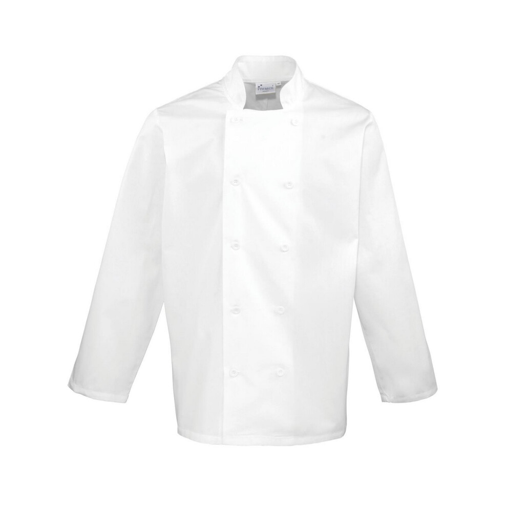 (4XL, White) Premier Mens Long-Sleeved Chef Jacket