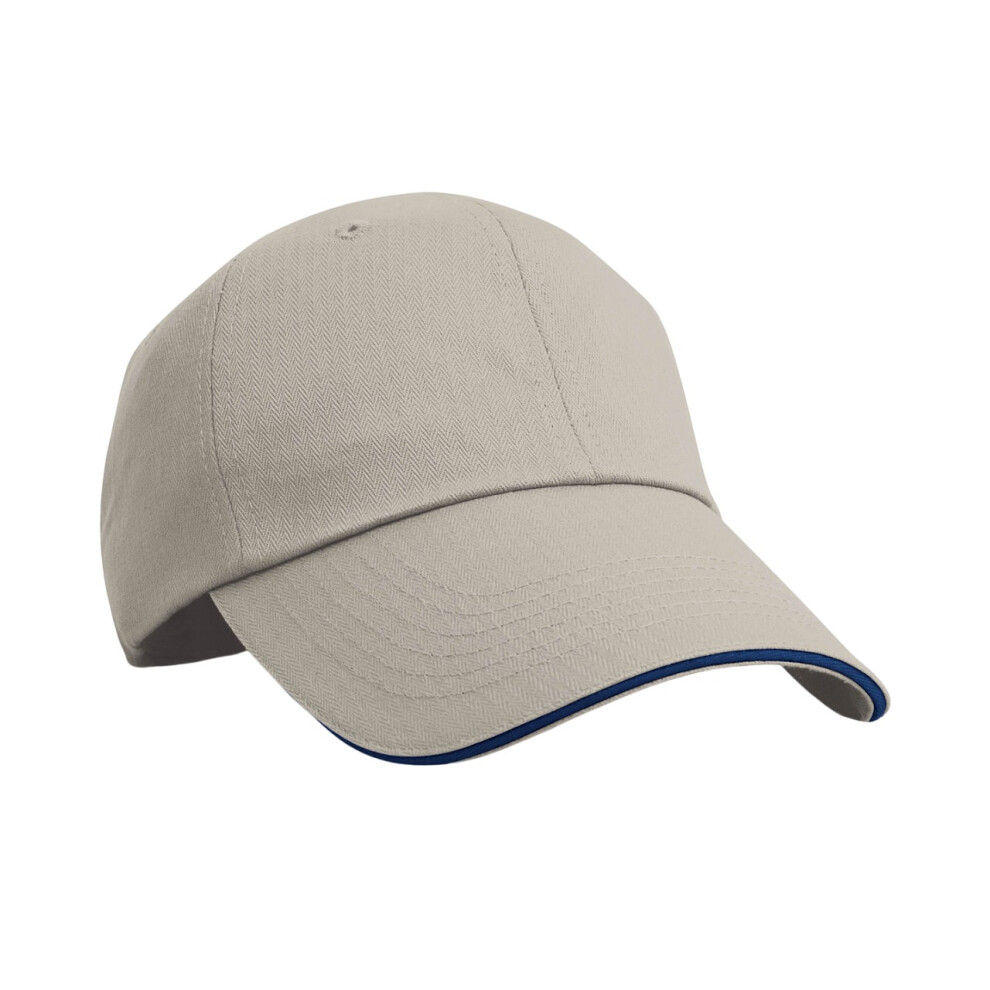 (One Size, Tan/Navy) Result Headwear Herringbone Sandwich Peak Baseball Cap