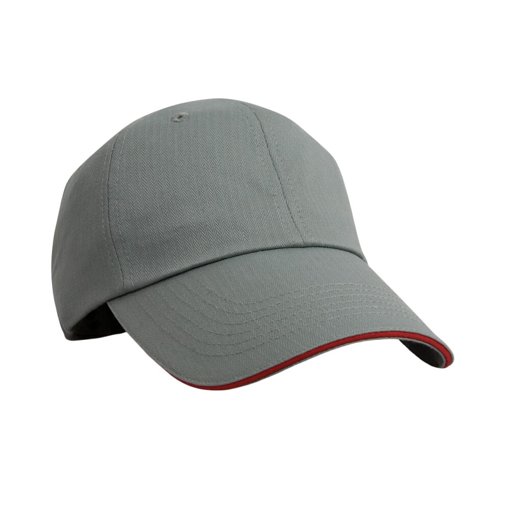 (One Size, Grey/Red) Result Headwear Herringbone Sandwich Peak Baseball Cap