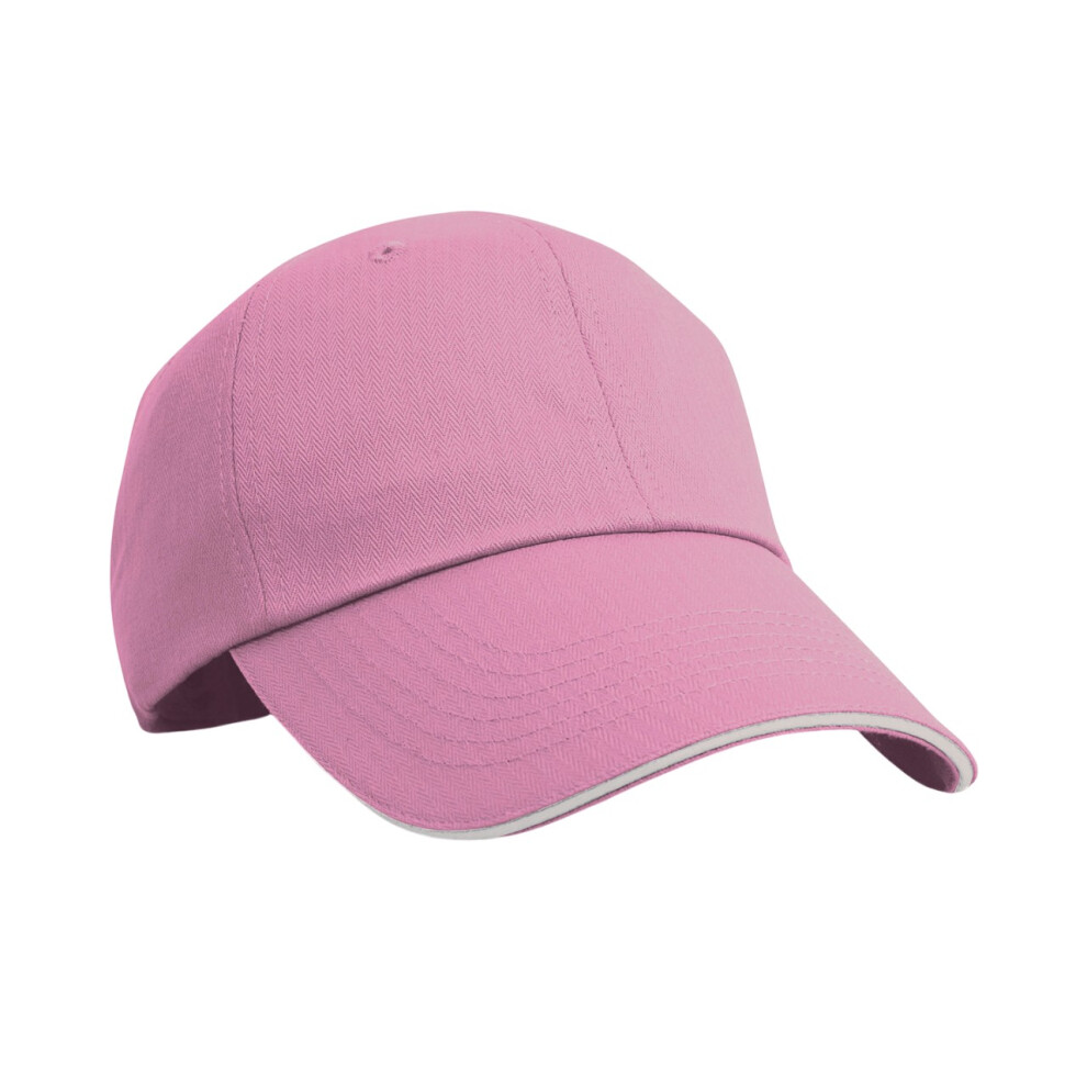 (One Size, Pink/White) Result Headwear Herringbone Sandwich Peak Baseball Cap