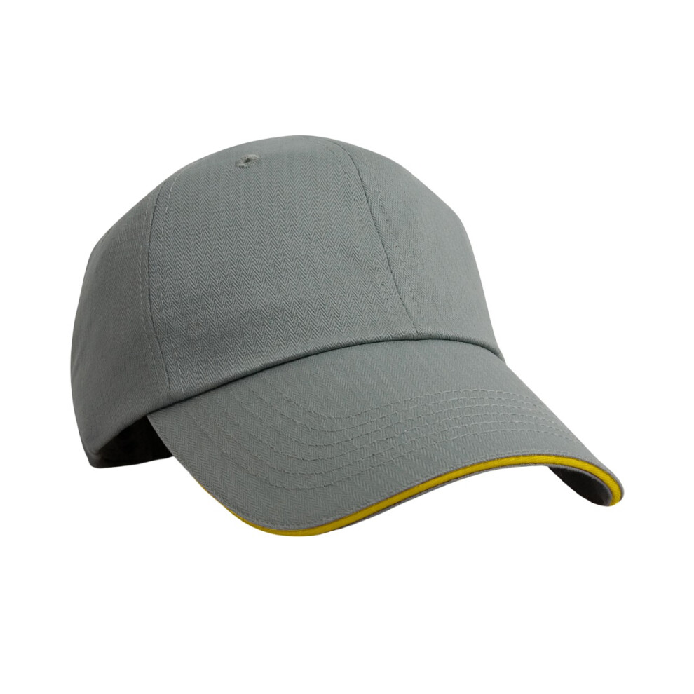 (One Size, Grey/Yellow) Result Headwear Herringbone Sandwich Peak Baseball Cap