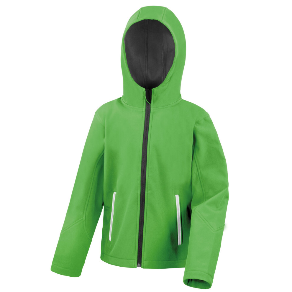 (3-4 Years, Vivid Green/Black) Result Core Childrens/Kids TX Performance Hooded Soft Shell Jacket