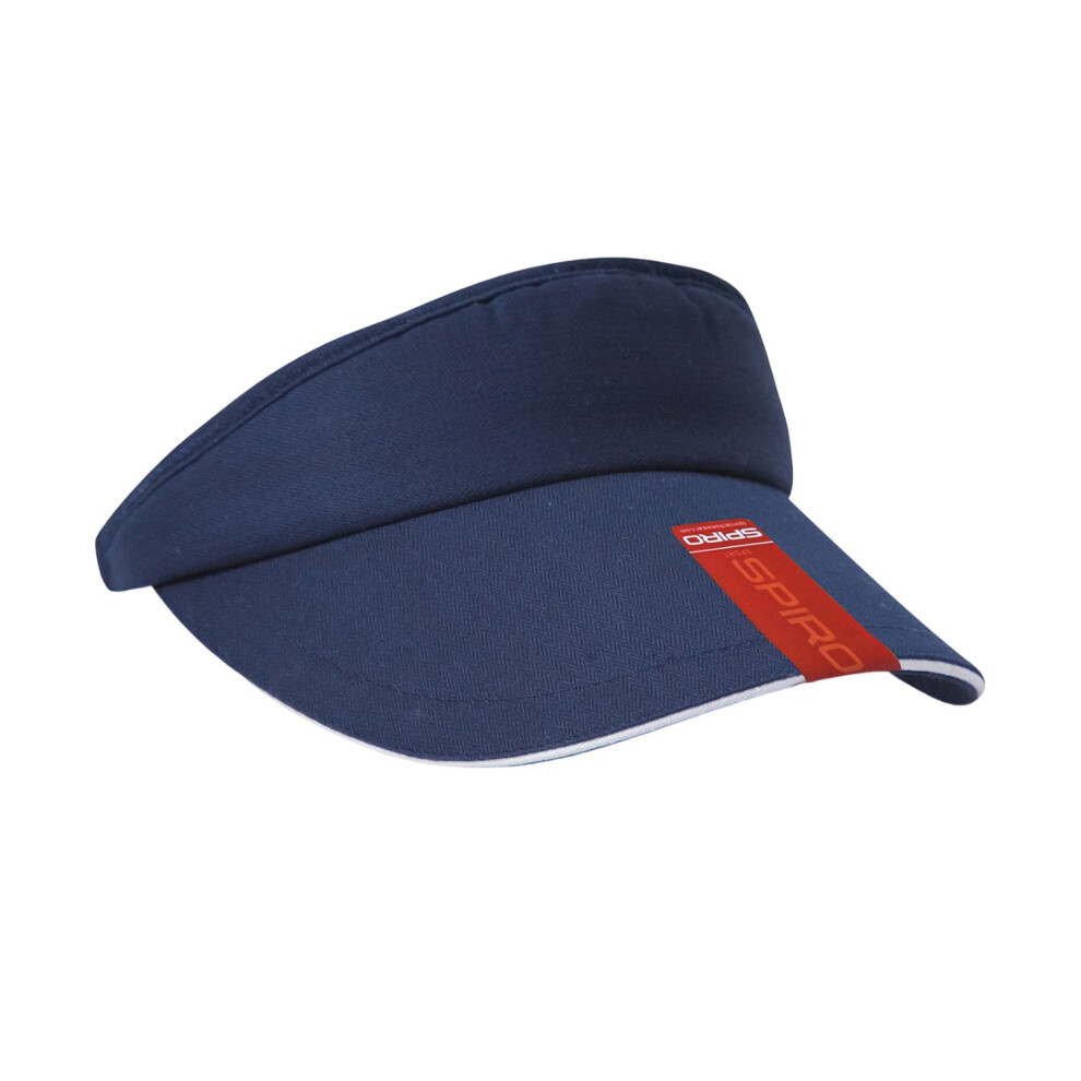 (One Size, Navy/White) Result Headwear Herringbone Sandwich Peak Visor Cap