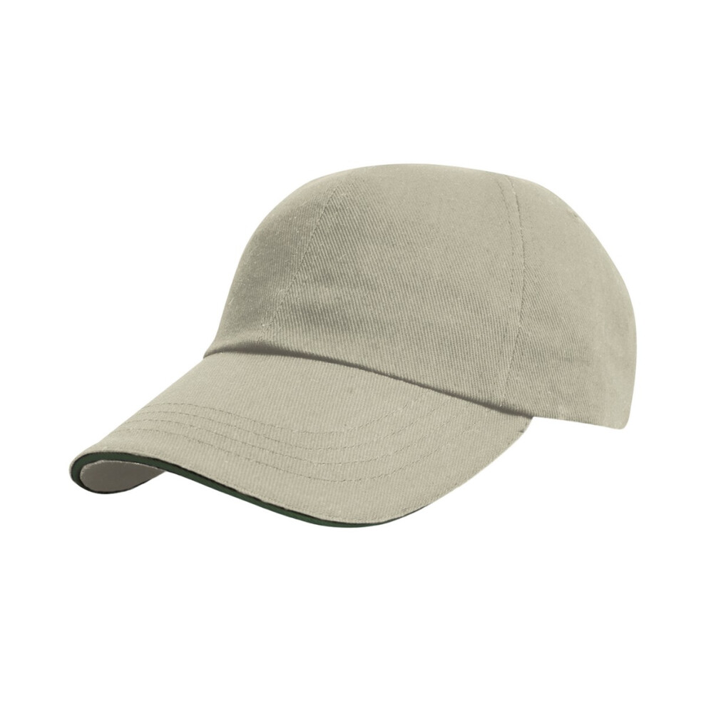 (One Size, Putty/Bottle) Result Headwear Pro Style Heavy Brushed Cotton Sandwich Peak Baseball Cap