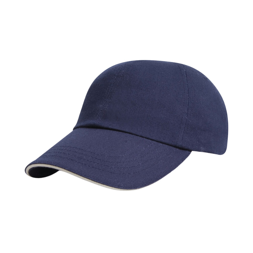 (One Size, Navy/White) Result Headwear Heavy Brushed Cotton Sandwich Peak Baseball Cap