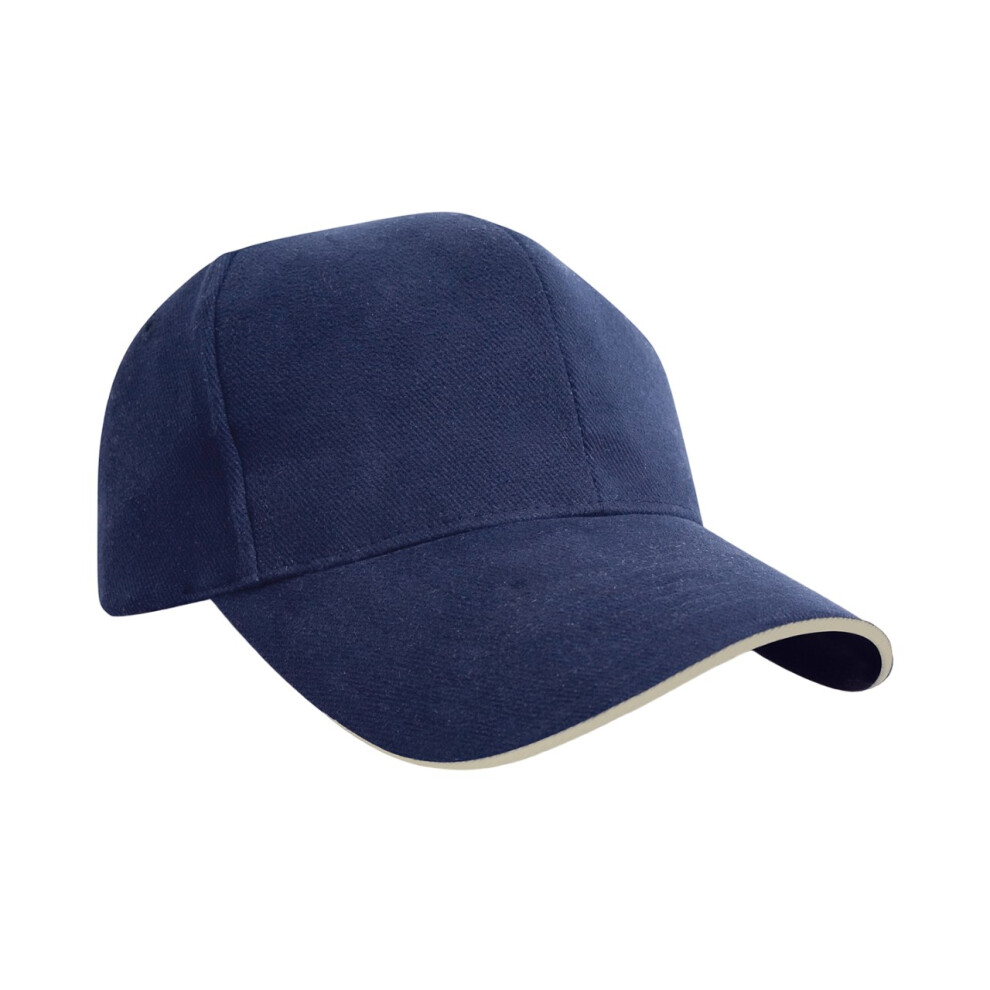 (One Size, Navy/Natural) Result Headwear Pro Style Heavy Cotton Sandwich Peak Baseball Cap