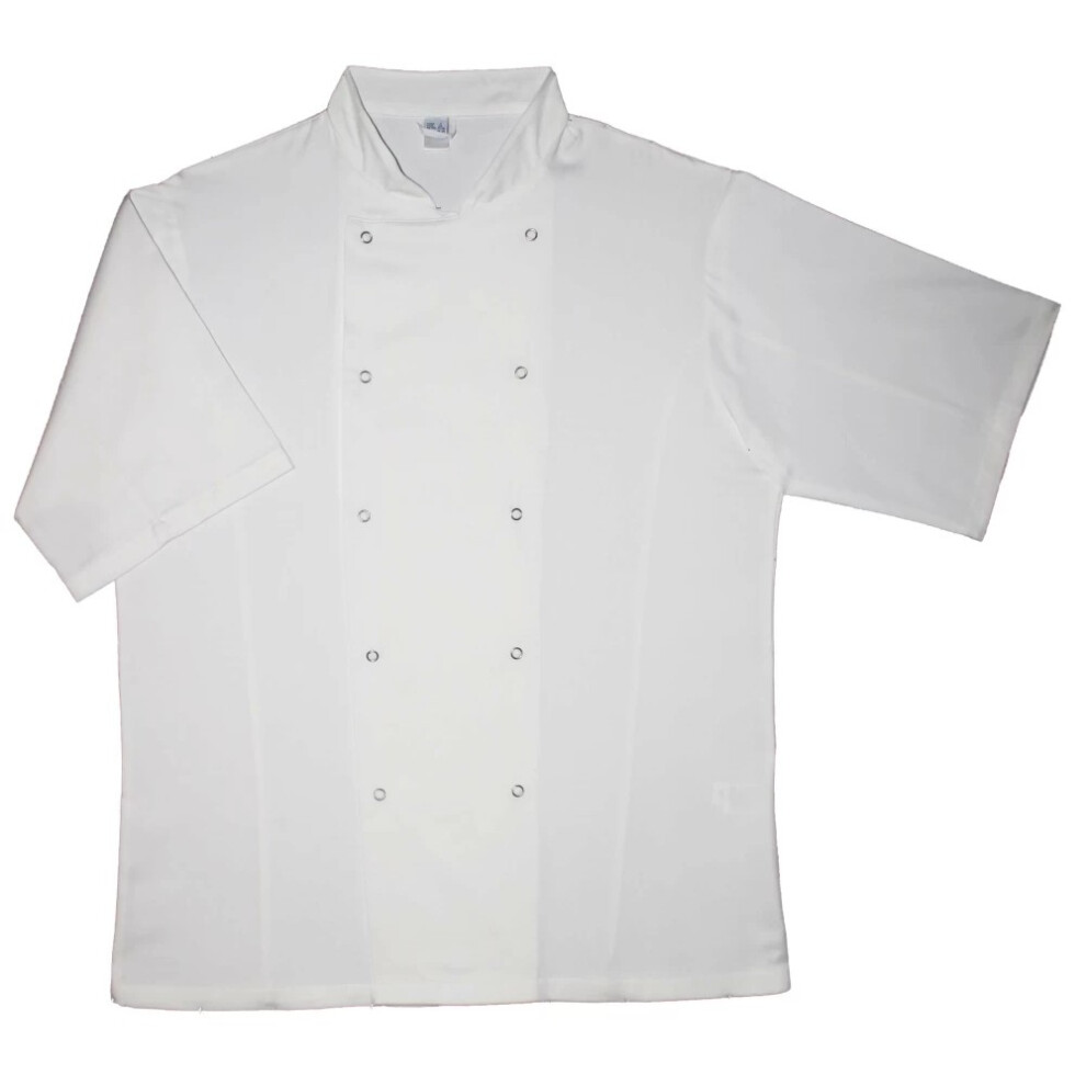 (XL, White) Dennys Unisex Adult Long-Sleeved Chef Jacket