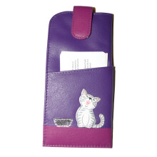 (Purple) Ziggy Cat Leather Glasses Case
