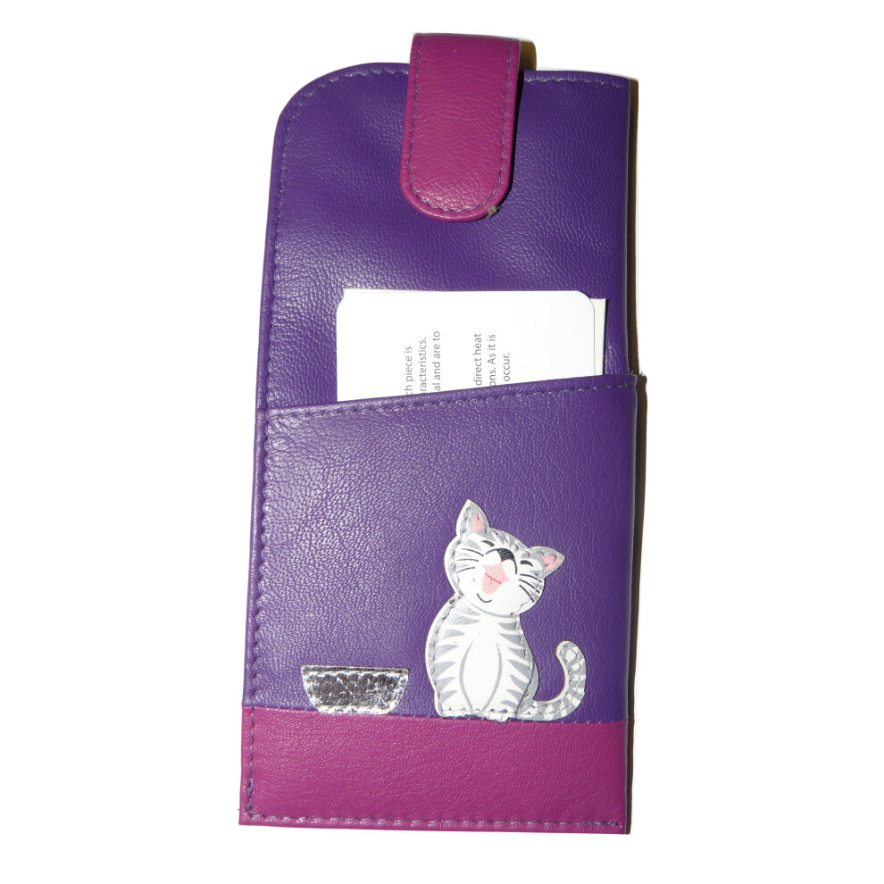 (Purple) Ziggy Cat Leather Glasses Case