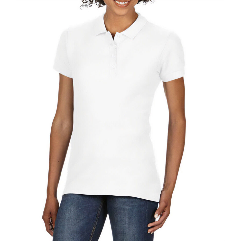 (XL, White) Gildan Womens/Ladies Double Piqué Soft Touch Polo Shirt