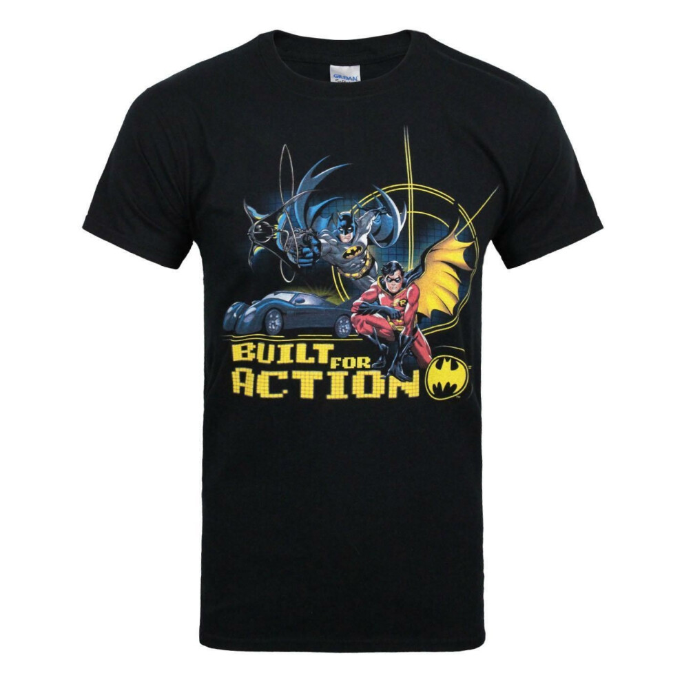 (XXL, Black) Batman Mens Built For Action T-Shirt