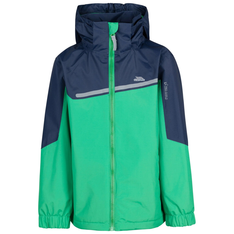 (11-12 Years, Clover/Navy) Trespass Boys Submerged Waterproof Jacket