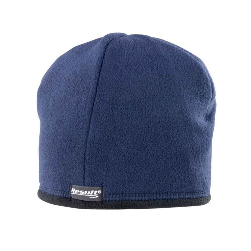 (S, Black/Navy) Result Winter Essentials Unisex Adult Reversible Microfleece Bobble Hat