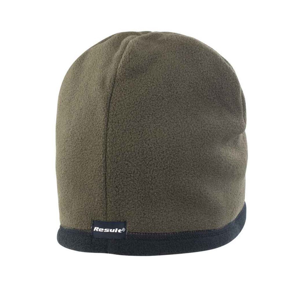 (M, Olive/Black) Result Winter Essentials Unisex Adult Reversible Microfleece Bobble Hat