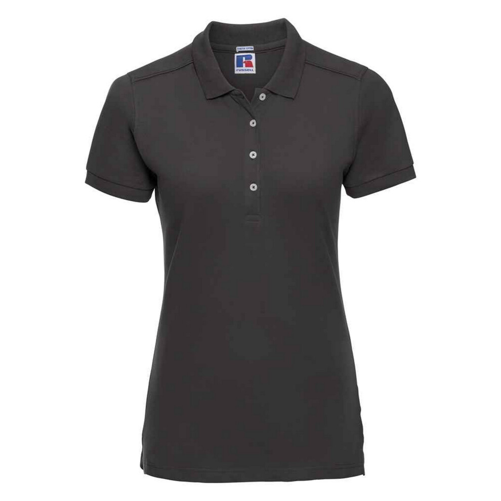 (XXL, Black) Russell Womens/Ladies Pique Stretch Polo Shirt