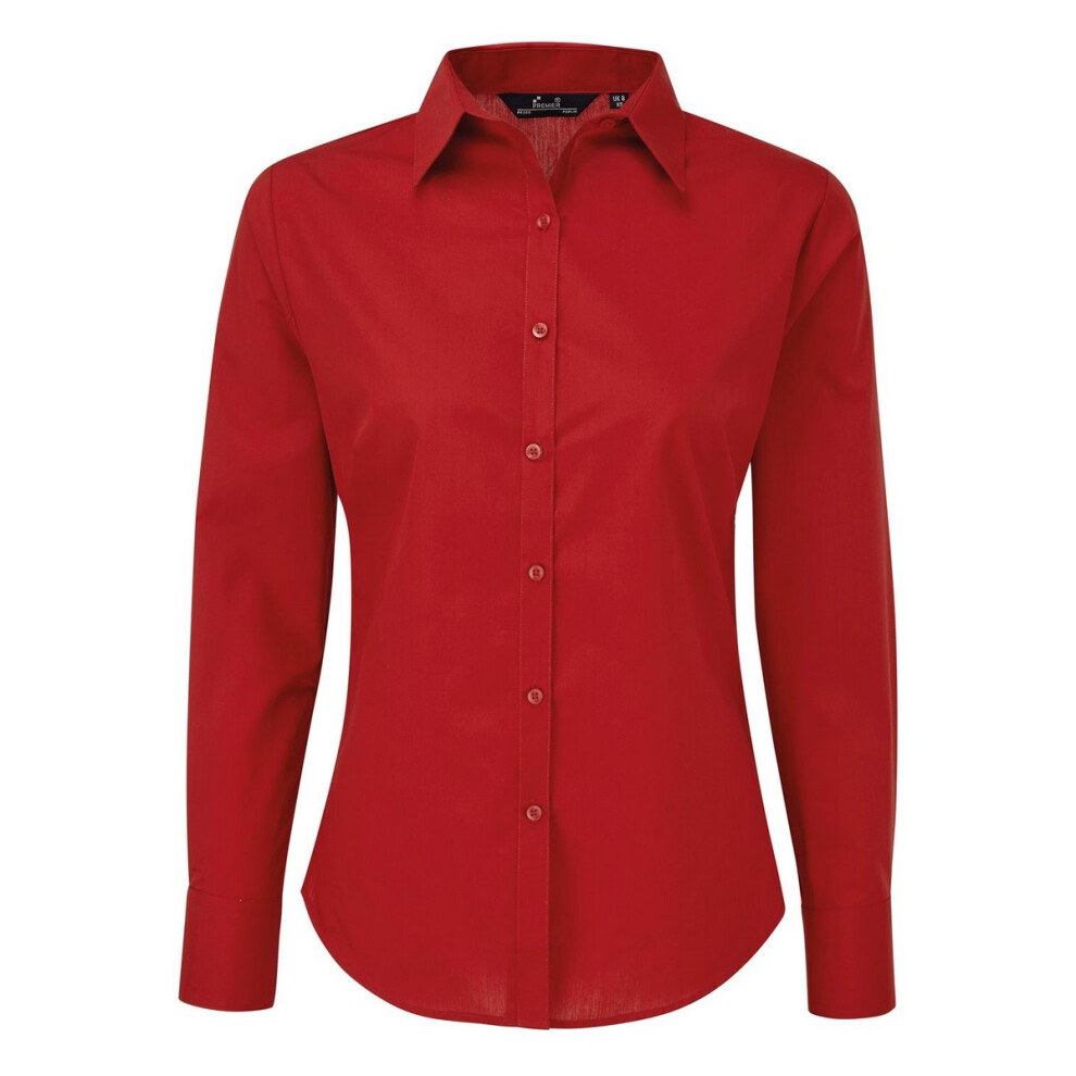 (30 UK, Red) Premier Womens/Ladies Long-Sleeved Shirt