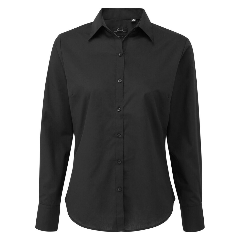 (28 UK, Black) Premier Womens/Ladies Long-Sleeved Shirt