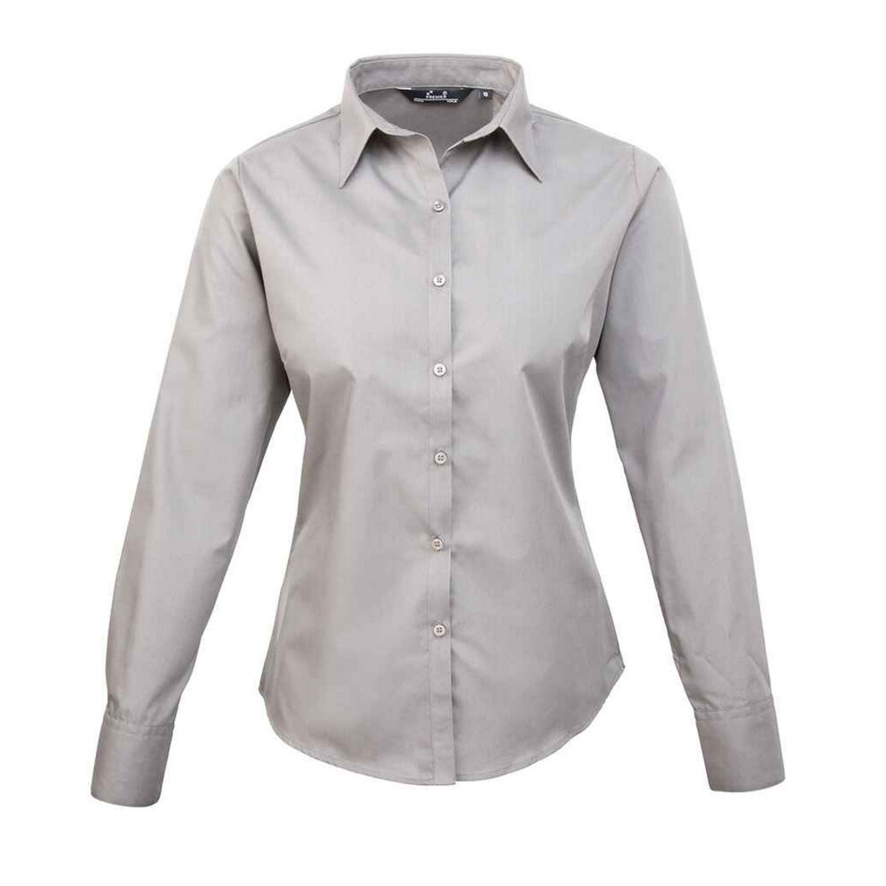 (16 UK, Silver) Premier Womens/Ladies Long-Sleeved Shirt