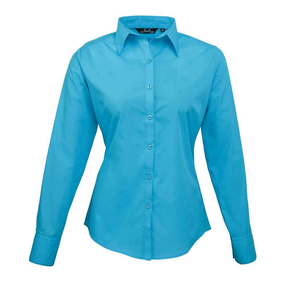 (22 UK, Turquoise) Premier Womens/Ladies Long-Sleeved Shirt