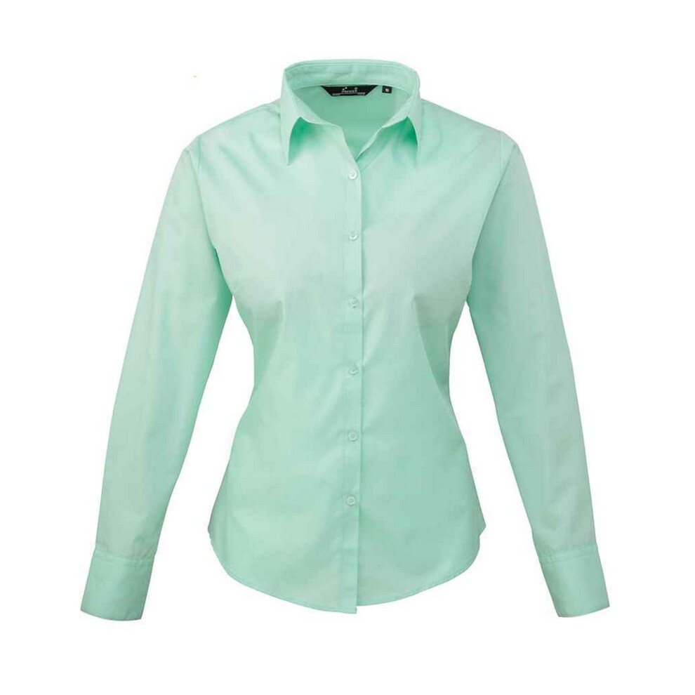 (12 UK, Aqua) Premier Womens/Ladies Long-Sleeved Shirt