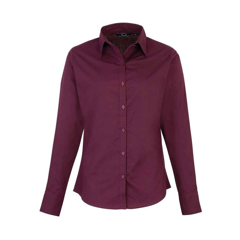 (16 UK, Aubergine) Premier Womens/Ladies Long-Sleeved Shirt