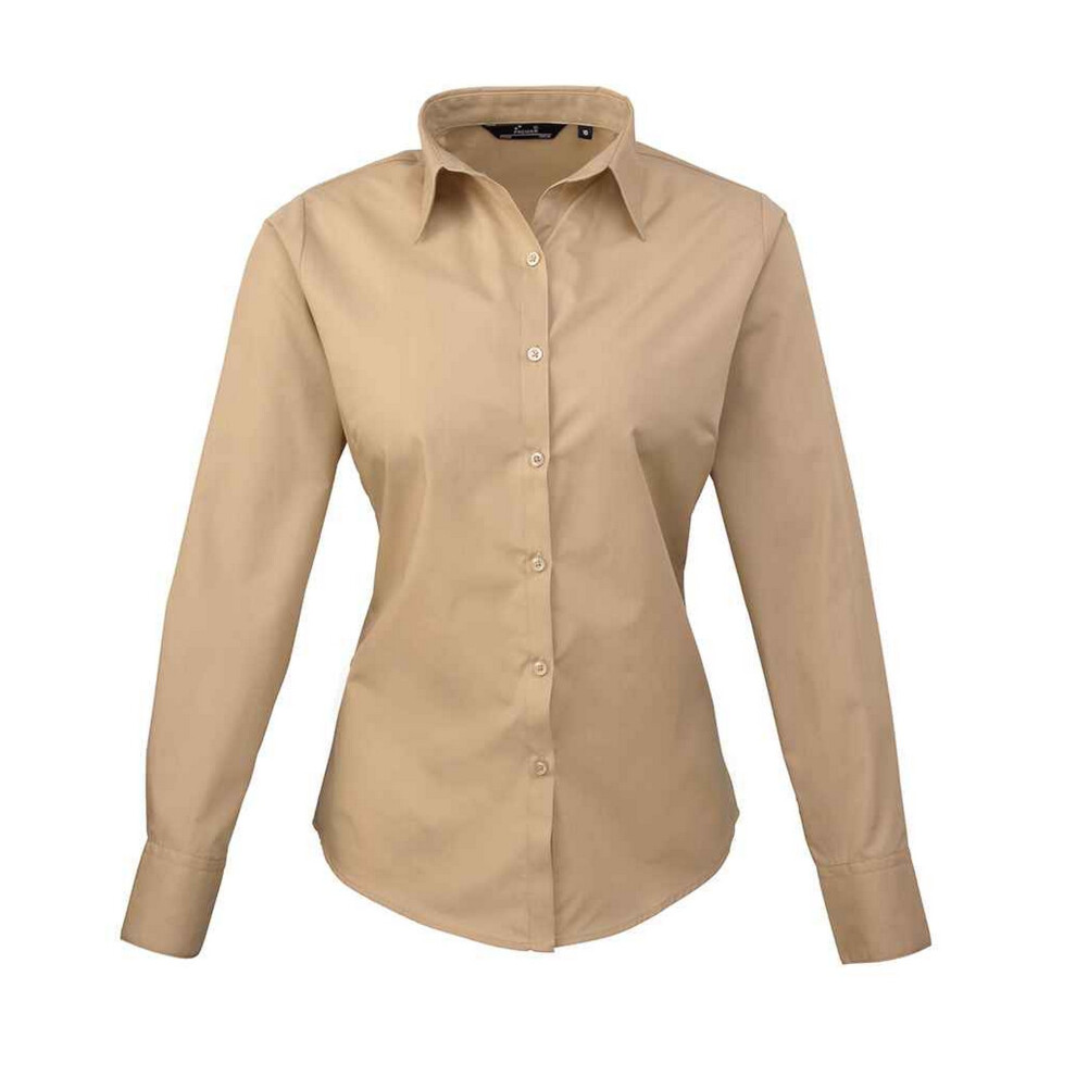 (26 UK, Khaki) Premier Womens/Ladies Long-Sleeved Shirt