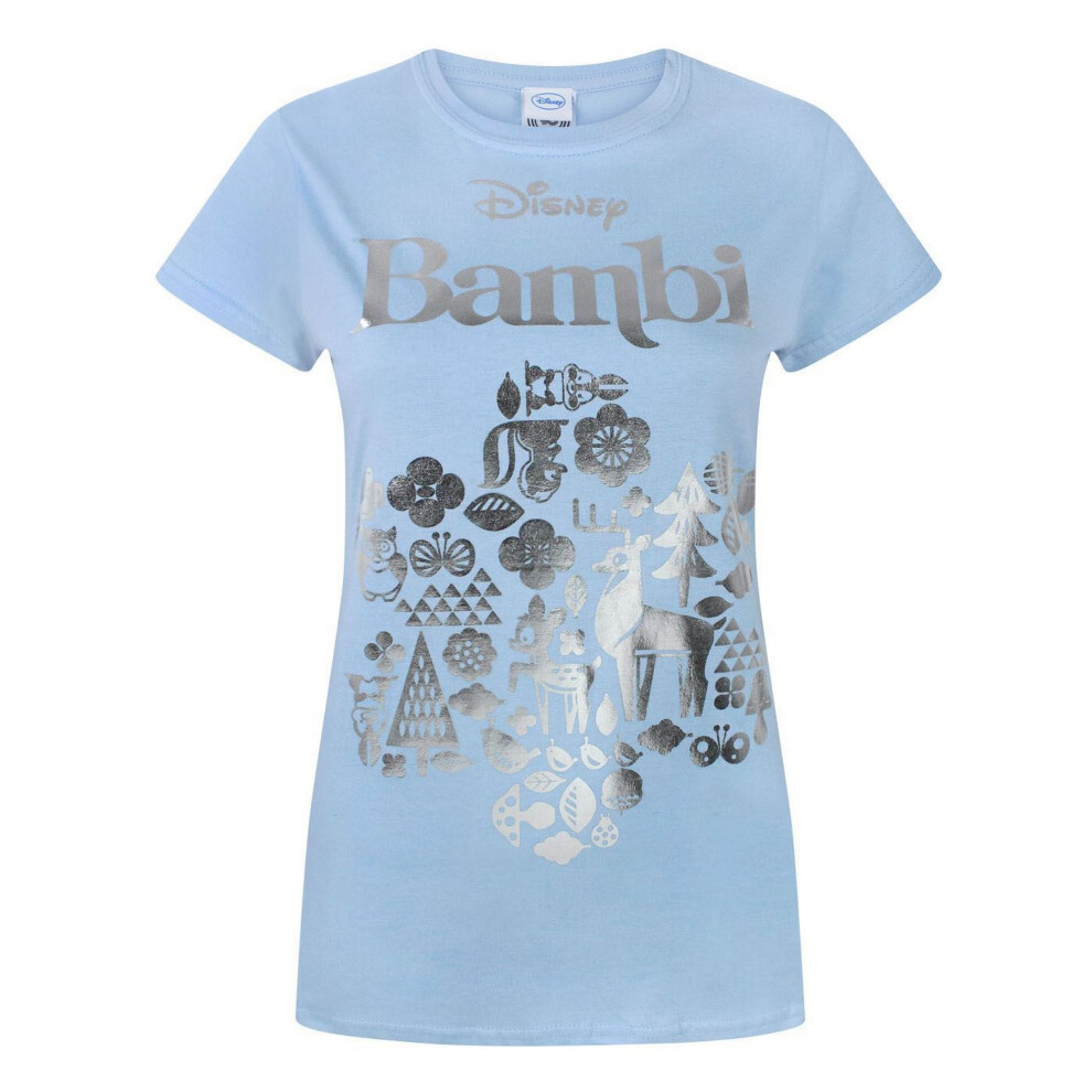 (S, Blue) Disney Womens/Ladies Bambi Foil T-Shirt