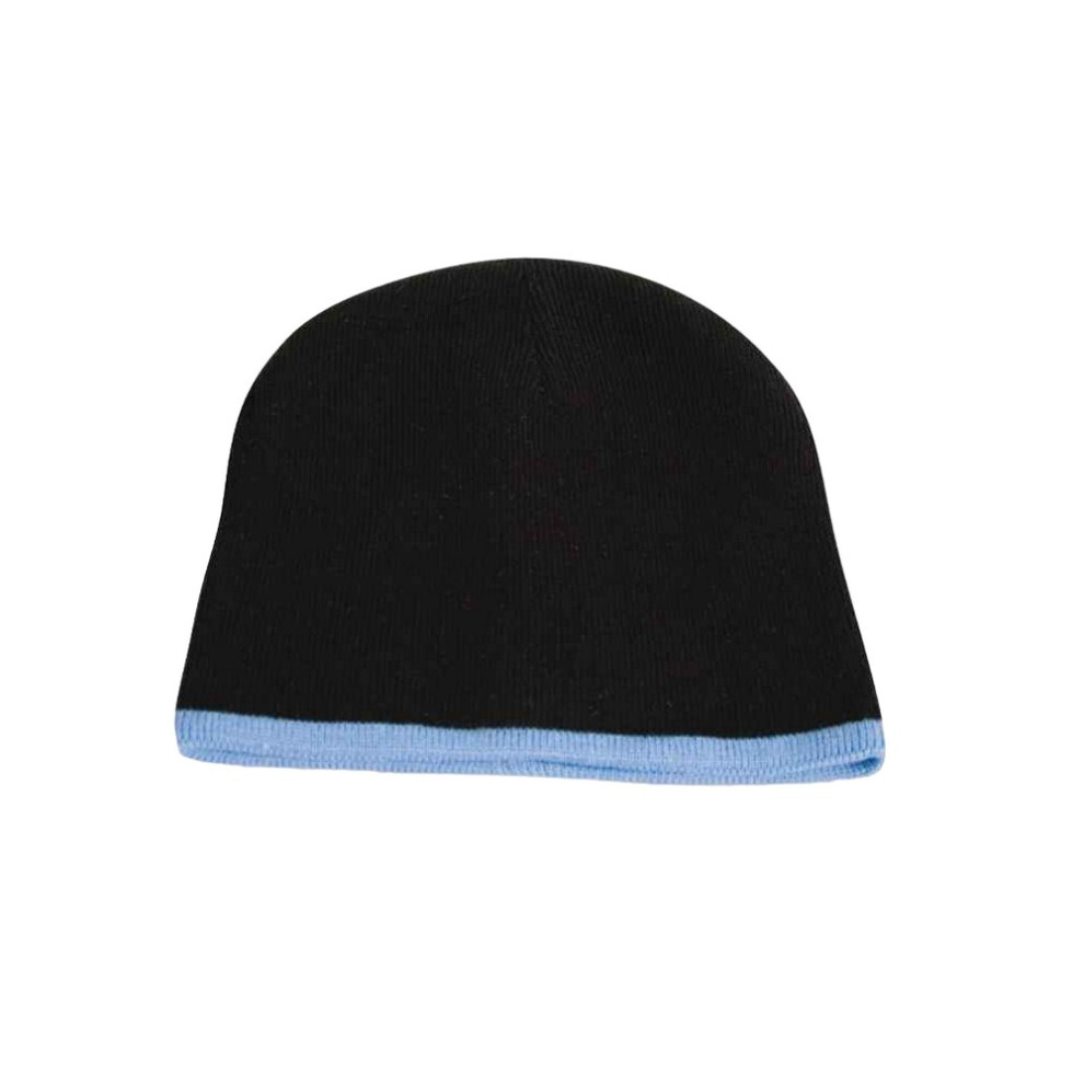 (One Size, Black/Sky) Result Winter Essentials Unisex Adult Reversible Fashion Beanie