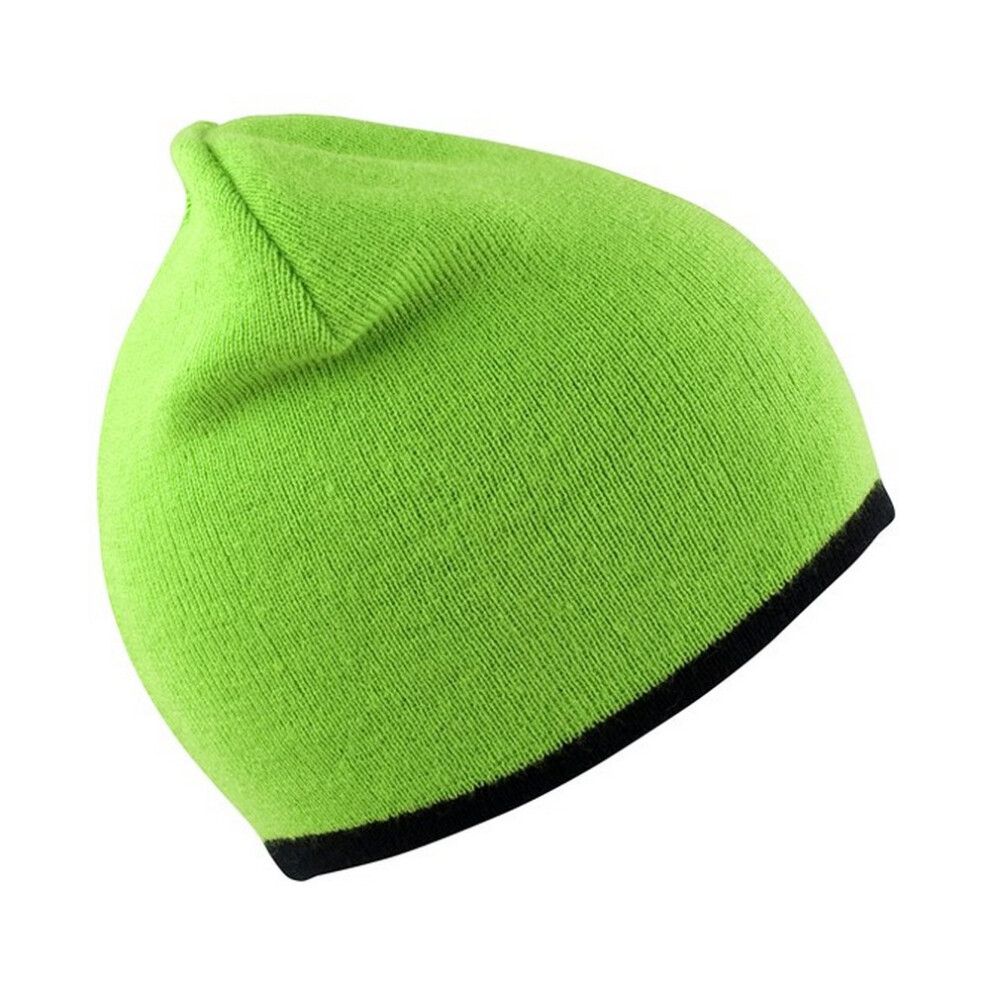 (One Size, Lime/Black) Result Winter Essentials Unisex Adult Reversible Fashion Beanie