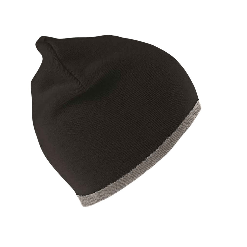 (One Size, Black/Grey) Result Winter Essentials Unisex Adult Reversible Fashion Beanie