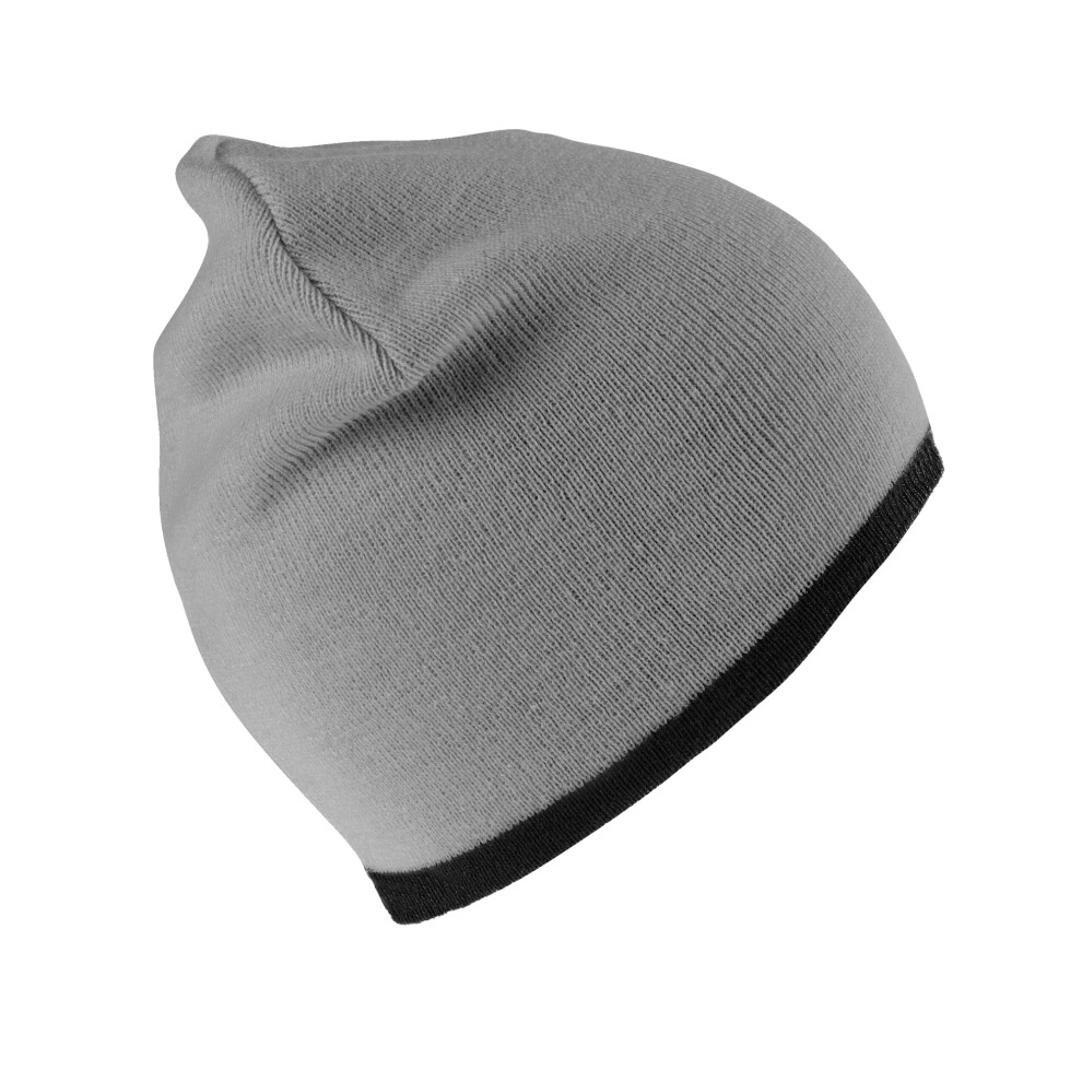 (One Size, Grey/Black) Result Winter Essentials Unisex Adult Reversible Fashion Beanie