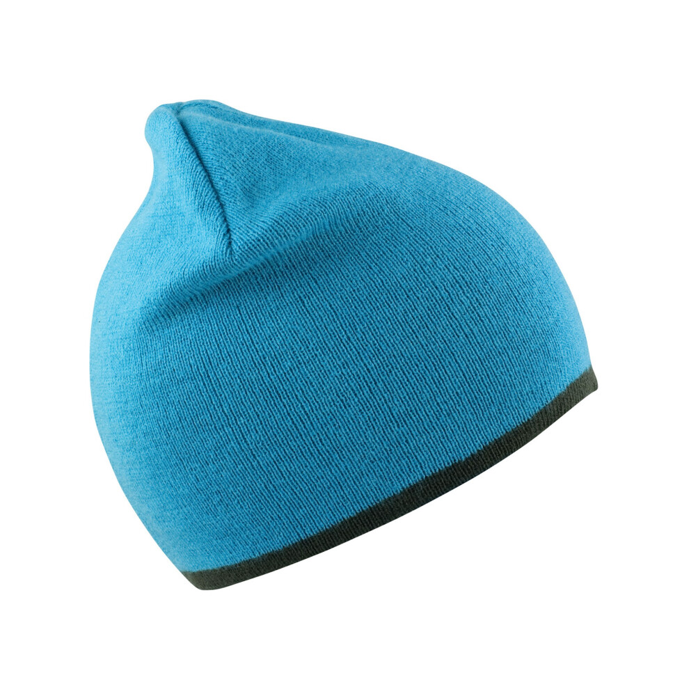 (One Size, Aqua/Grey) Result Winter Essentials Unisex Adult Reversible Fashion Beanie