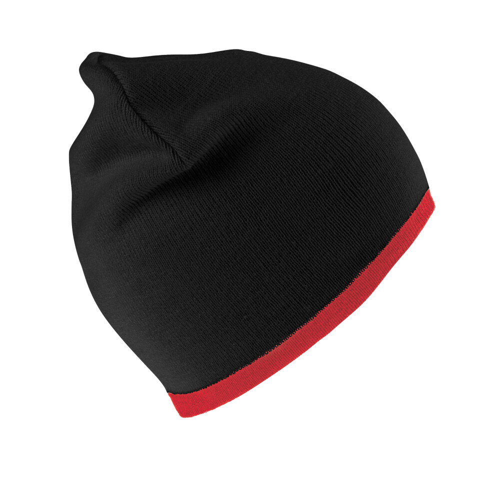 (One Size, Black/Red) Result Winter Essentials Unisex Adult Reversible Fashion Beanie