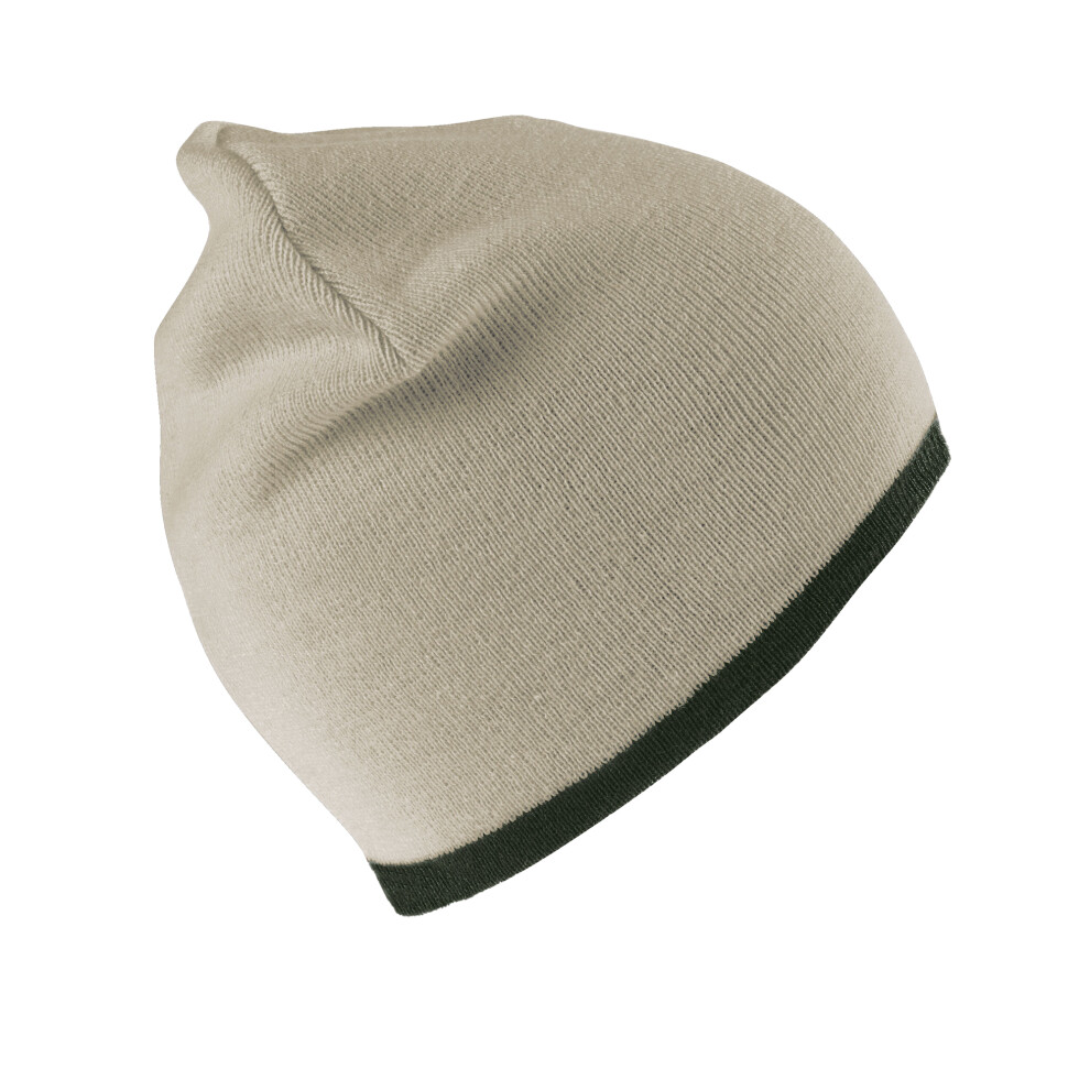 (One Size, Stone/Olive) Result Winter Essentials Unisex Adult Reversible Fashion Beanie