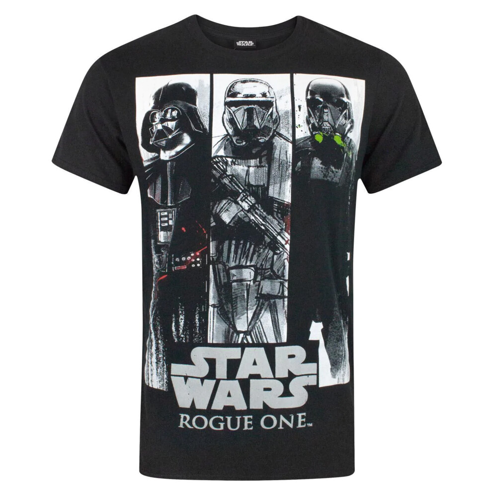 (S, Black) Star Wars Mens Rogue One Character Panels T-Shirt